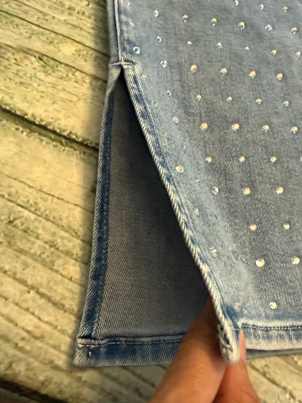 NWT Good American Dolly Crystal Denim Pants. "Jolean's Jeans" 4/27 - Picture 11 of 12